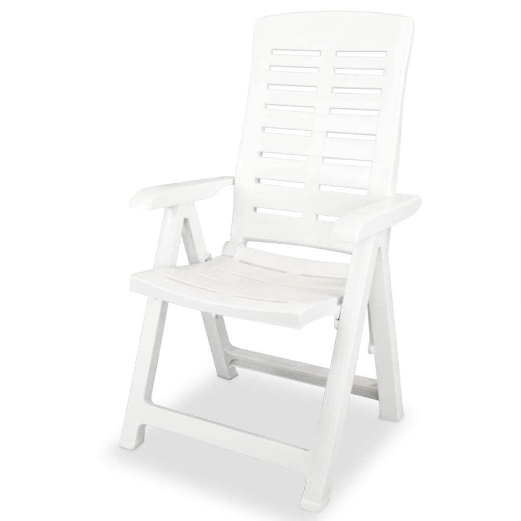 vidaXL 2X Sillas Jardín Reclinables Plástico Blancas Jardín Terraza Decoración