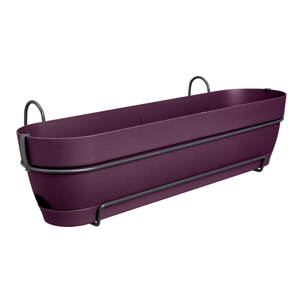 Elho Vibia Campana Trough Allin1 70 - Jardinera por Balcón - Ø 70.4 x H 17.7 cm - Morado Arce