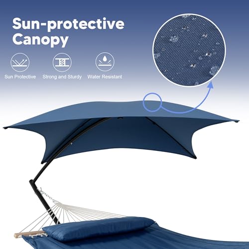 Image of SUNCREAT Hammocks for Outside with Stand, Sunshade, Navy
