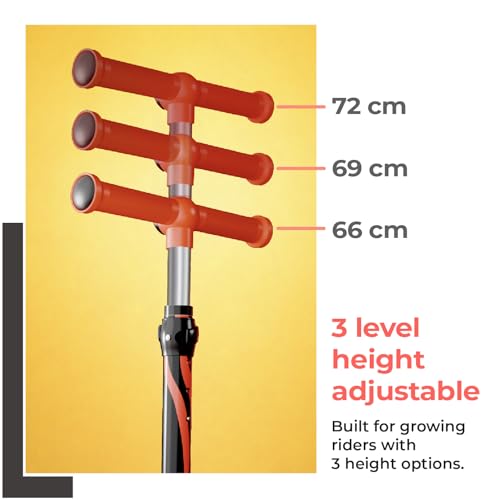 Image of Lifelong Kick Scooter with Adjustable Height - Foldable - Skate for Kids with LED Wheel - Max User weight-50 kg, Red & Black, LLKS35