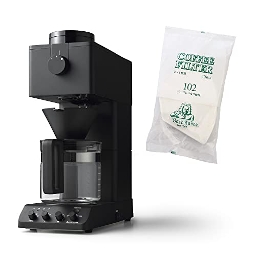 ツインバード 全自動 コーヒーメーカー ミル付 6杯用 日本製【WEB限定】 カフェバッハオリジナルフィルター(3~5杯用) 40枚×2セット付 CM-D465B-A05