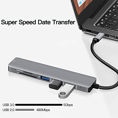 Image of Swiztek USB C Hub Multiport Adapter 6 in 1 Type C Hub with 4K HDMI USB 3.0 Data Transfer