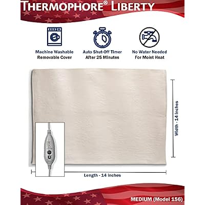 Assembled i - Thermophore Liberty 2 Moist heating pad for arthritis, back, neck, shoulder pain & cramps relief - Electric, 3 Temperature Settings with auto shut off, and specialty cover, Med 14 x 14