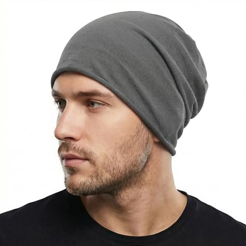 Image of ZLYC Cotton Thin Slouchy Beanie Hat for Men Women Fashion Soft Stretch Knit Skull Cap