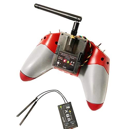 Traseira view of a FrSky X-LITE transmitter with the JR Module Adapter and a Jumper JP4IN1 module installed.