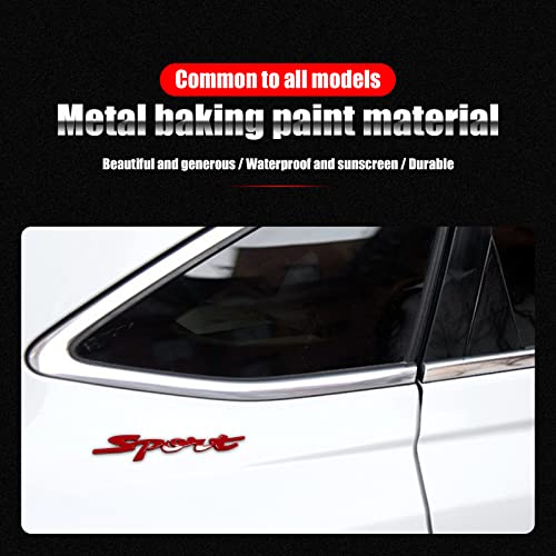 Cueclue 1 Pc 3D Metal Sport Logo Sticker, Rear Tailgate Fender Badge Sticker, Trunk Bumper Decal Accessories, 5.1" Chrome Decoration Sticker, Compatible With All Car Models (Red) #TOP5