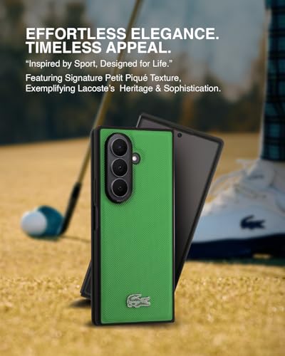 Image of CG MOBILE Lacoste [Official Licensed] Magnetic Compatible | Hard Case | Iconic Petit Pique PU Lacquer Logo Protective Case /Cover Designed for Galaxy Z Fold 7 (2025) - Green