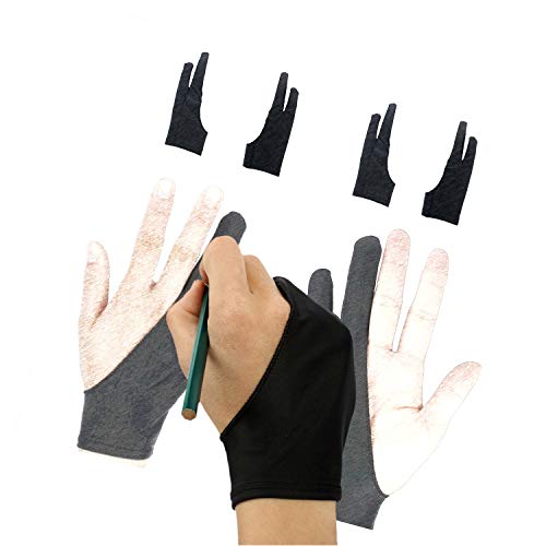 Asonen - Artist Gloves for Drawing 4 Pack, Two Fingers Gloves for Graphics Tablets Drawing or Paper Sketching, Universal Right and Left Hands ( Black, Medium 3.15 x 8 inch ) Asonen - Artist Gloves for Drawing 4 Pack, Two Fingers Gloves for Graphics Tablets Drawing or Paper Sketching, Universal Right and Left Hands ( Black, Medium 3.15 x 8 inch )