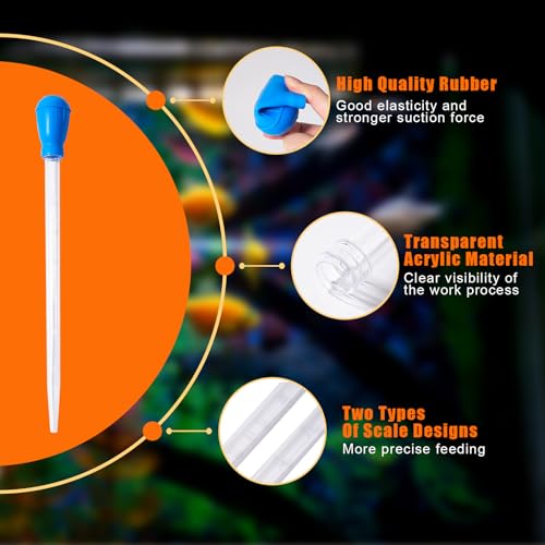 Image of 2PCS Fish Tank Cleaning and Feeder Kit, Fish Tank Cleaner Brush and Coral Feeder Set, Turkey Baster for Aquarium, Algae Scraper, Long Pipette for Aquarium Feeding Waste Remover