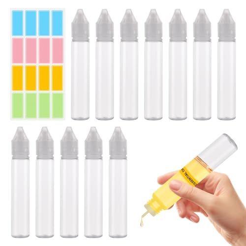 Fiole E Liquide, 12 pièces Flacon E Liquide (30 ml), Flacon Liqu ide, Flacon Compte Gouttes, Flacon, Étiquettes à capuchon conique liq uide pour colle et autres liq uides
