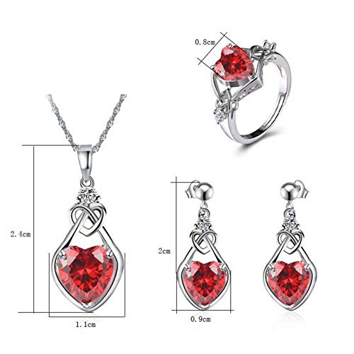 Conjunto de Joyería de Rubí para Citas Románticas y Eventos Nocturnos con Pendientes de Corazón 6