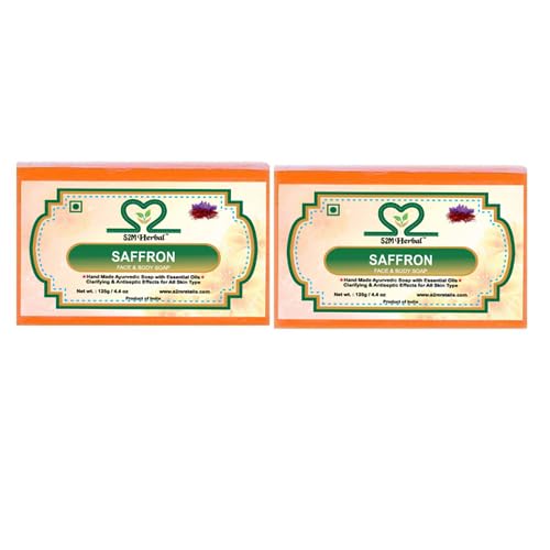 Image of Handmade Saffron Glycerine Soap with Essential Oils (Pack of 2 x 125g) | Real Kesar & Olive Oil Bath Soap for Face & Body | Brightening Care for Dull & Uneven Skin | Paraben Free | Suitable for Men & Women