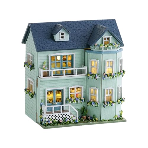 Kit De Casa Muñecas en Miniatura, Miniatura Bricolaje | Plegable Hecha Madera con Muebles Y Led, Juego Bricolaje, Regalos para Amigos La Familia