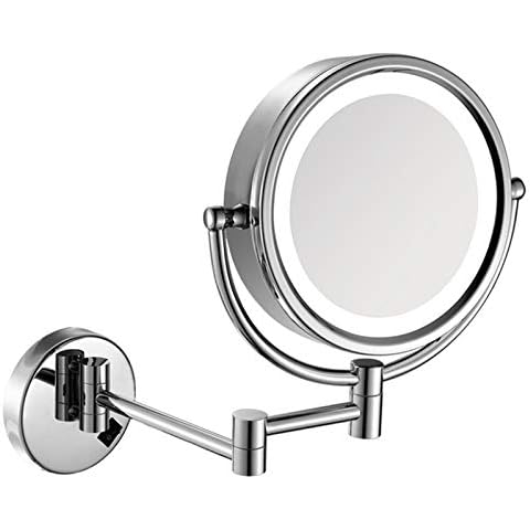 ZADIKO LED Lighted Wall Mounted 1X＆3X/5X/7X/10X Magnifying Makeup Mirror, 8 Inch Double Sided Brass Rotatable Extendable Vanity Mirrors,Chrome,7X (Color : Chrome, Size : 7X) Cover