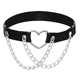 Abeillo Leder Bein Strumpfband Verstellbarer Strumpfhalter mit Ketten, Gothic Herz Strumpfhalter für Beine und Oberschenkel für Frauen Halloween Rave Karneval Cosplay Party Zubehör