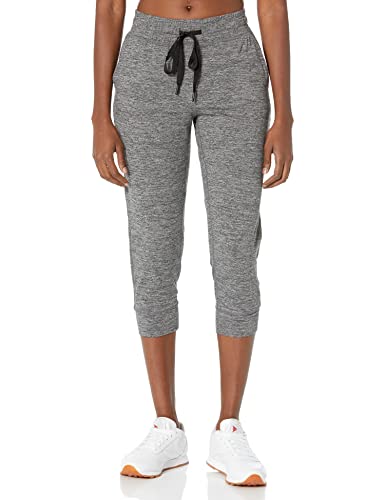Amazon Essentials Pantalon de Jogging Court Brushed Tech Stretch (Disponible en Grandes Tailles) Femme, Gris Foncé, Teinture Spatiale, XXL