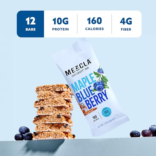 Mezcla Puff Crispy Protein Bars, Gluten Free & Vegan Protein Bars, 10g Protein, Alt for Crispy Rice Treat, Granola Bars & Breakfast Bars, Healthy Snacks for Adults, Maple Blueberry, 1 Count - image 4
