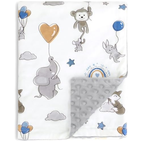 Image of HOMRITAR Elephant Baby Blanket for Unisex, Super Soft Minky Double Layer Blankets with Soothing Raised Dots for Toddler Nursery Crib Stroller 30 x 40 Inch