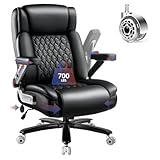 OFIKA 700LBS Large Heavy Duty Office Chair with 5D Flip Arms, Big and Tall Office Chair,High Back Computer Executive Desk Chair with Adjustable Lumbar Support,Dual Rubber Wheel(Black)