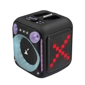 Amvox Caixa de Som Amplificada ACA 410 NEON – 410W RMS, Woofer de 6”, Bluetooth, Iluminação LED, Equalizador, Entrada USB/TF, Bateria de até 4h