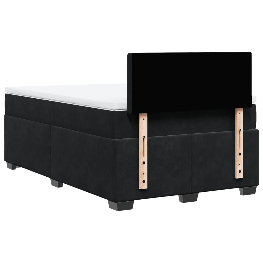 vidaXL Boxspringbett, Polsterbett Bett mit Matratze Matratzenauflage, Bettgestell mit Kopfteil Lattenrost, Doppelbett für Schlafzimmer, Schwarz 120x200cm Samt