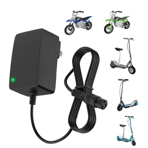 for Razor MX350 Dirt Bike Charger, 24V Electric Scooter Cord for E300, E100, E200 Pocket Mod, MX400 Dirt Quad, Moped, Motorcycle, 4 Wheeler, Electric Scooter, 6.5ft(2M) Power Cable wihe Led