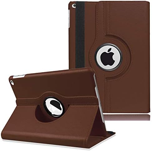 New iPad 2017 9.7" / iPad Air 2 Leather Case,360 Degree Rotating Stand Smart Cover with Auto Sleep Wake for Apple iPad Air or New iPad 9.7 Inch 2017 Tablet (Brown)