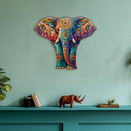 Rompecabezas de madera con forma de elefante colorido para adultos, 200 piezas, rompecabezas de animales fantásticos de madera, rompecabezas con formas únicas y divertidas de 200 piezas miniatura 6