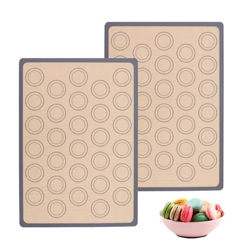 yolzhxe 2 Pièces Tapis de Cuisson, Tapis Macarons Patisserie Antiadhésif, Plaque Silicone Patisserie Antidérapant, pour Macaron Biscuits Pizza Pain Pâte,...