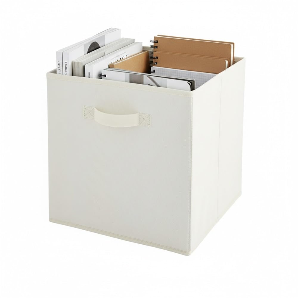 Box And Beyond Vassoio Portaoggetti In Tessuto – Cubo Pieghevole 31x31x31 Cm – Grigio, Per Scaffali E Armadi - 3