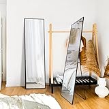 Langlebiger und stabiler Rahmen: Der Ganzkörperspiegelrahmen besteht aus einer Aluminiumlegierung, die sich nicht leicht verfärbt, nicht leicht verformt und eine bessere Leistung als MDF und Holz hat, insbesondere in feuchten Umgebungen.