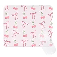 Ksriylm Pretty Mouse Pad,Cute Bow Mouse Mat with Waterproof and Non-Slip Rubber Base,Gaming Mouse Mat for Daily Office,Home,Pink Cherry