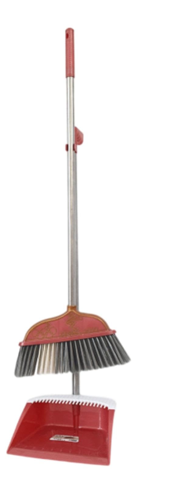 NIBHZ Juego de Escoba y Recogedor para El Hogar, Cocina, Habitación, Oficina, Vestíbulo, Suelo, Uso Vertical, Escoba de Pie con Combo de Recogedor,Red