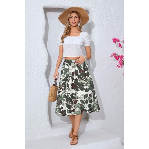 Image of Witsmile Women's Summer Pleated High Waisted Casual Flowy Skirt Pockets