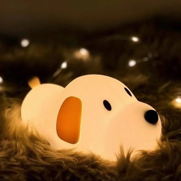 Image of Desidiya Sleeping Puppy Rechargeable Silicone Night Lamp - Cute Puppy LED Lamp, Kids Night Light, Nursery Decor, Birthday Gift, Silicone LED Light