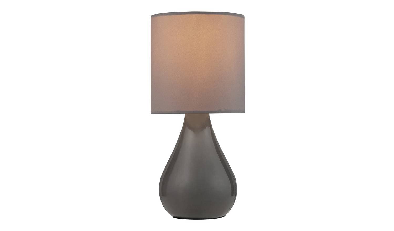 TOK MARK TRADERS Elegant Ceramic Table Desk Lamp Teardrop Design Home Decor Lightning Woven Cylindrical Shade (Grey)