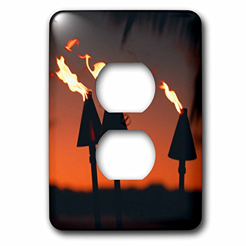 Cache-prise Tiki torches Hawaii Douglas Peebles pour double prise murale