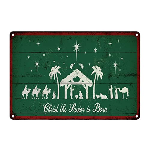 Plaque crèche de Noël métal vintage déco murale rétro 30x45 cm