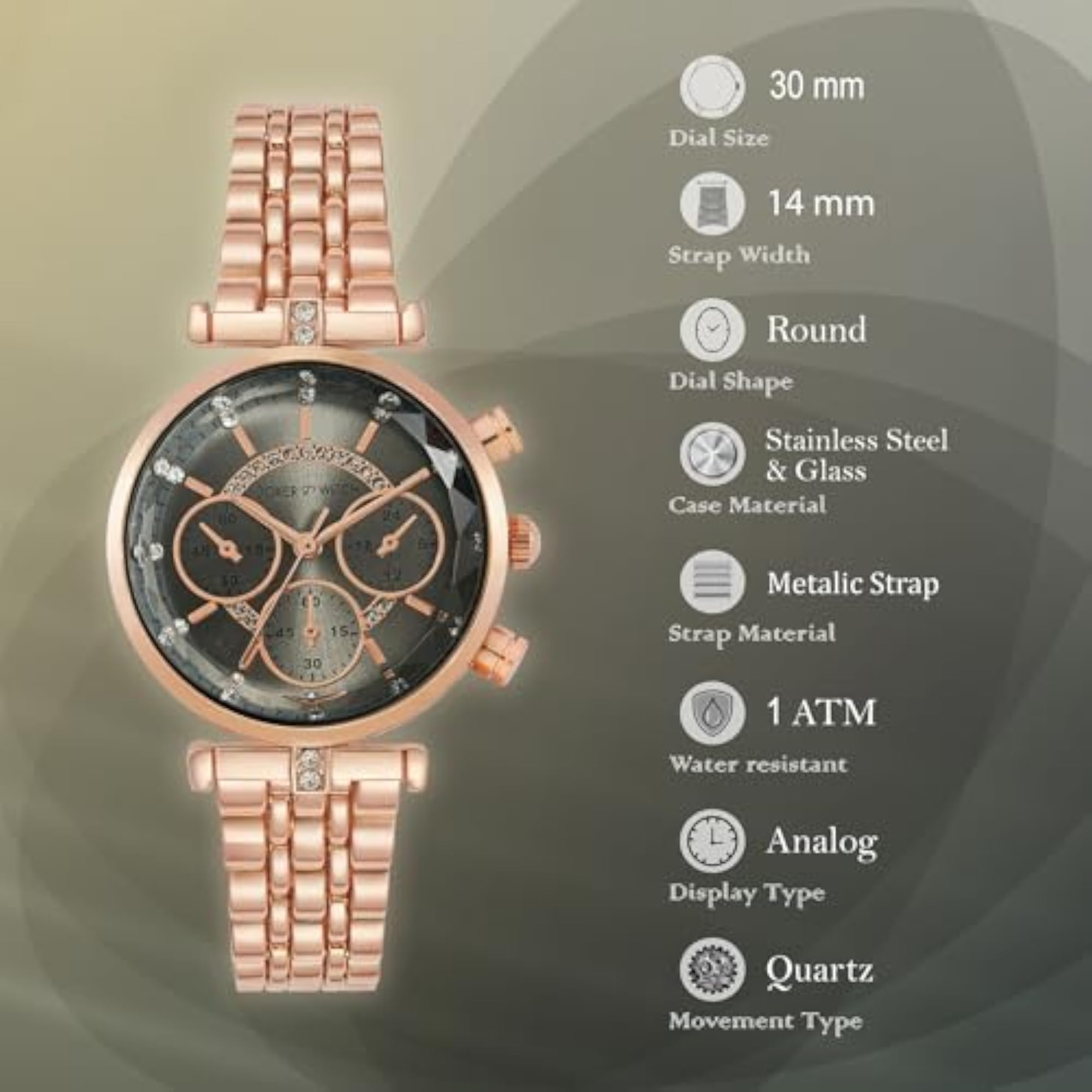 Women's Grey Sunray Dualtone Metallic Strap Watch