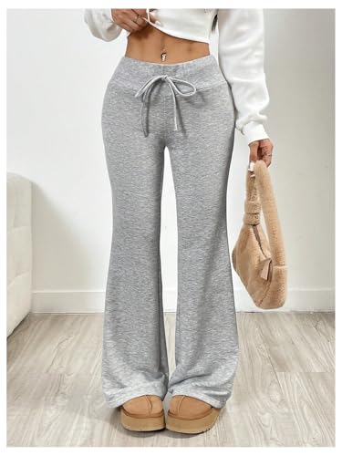 SHENHE Women's Y2K Flare Sweatpants Low Rise Drawstring Knit Casual Workout Sweat Pants4