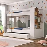 Treliche Infantil/juvenil com Estante 2 Portas 6 Nichos Oliver Branco/Nogal