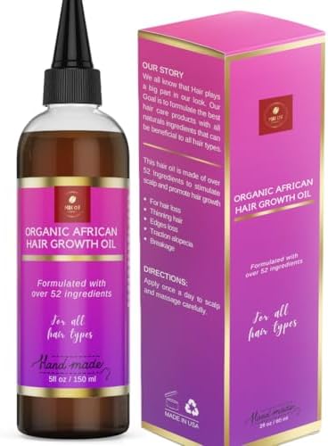 Chebe Hair Growth Oil, 52 in 1 Scalp stimulator for Rapid and Extreme Growth on bald spots, Edges. Thicknens Hair folicles in just couple uses. 5oz/150ml