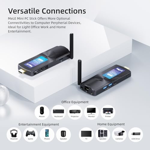 Image of MeLE Fanless Mini PC Stick PCG02, N100 Compute Stick with Windows 11 Pro, 8GB 128GB Micro Desktop Computer, Full Functional USB-C, Gigabit Ethernet BT5.1 on Business Office Industrial IoT Home