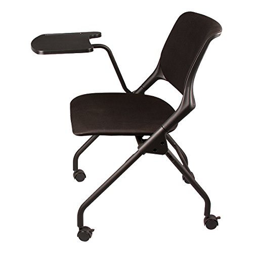 Image of Learniture Upholstered Tablet Arm Mobile Nesting Chair with Flip-Up Seat NOR-SYS3030-SO, Black