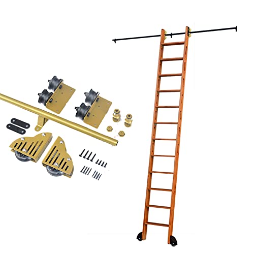 Kit de quincaillerie pour porte coulissante de bibliothèque avec rails mobiles en tube noir