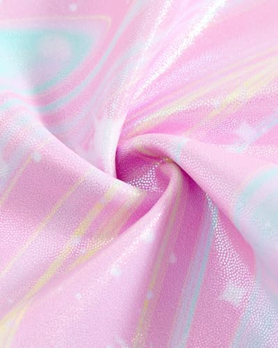 JiAmy Justaucorps de gymnastique pour filles, tenue de gymnastique brillante sans manches avec ensemble de shorts pour enfants de 3 à 12 ans, 5-6 ans – vue 4