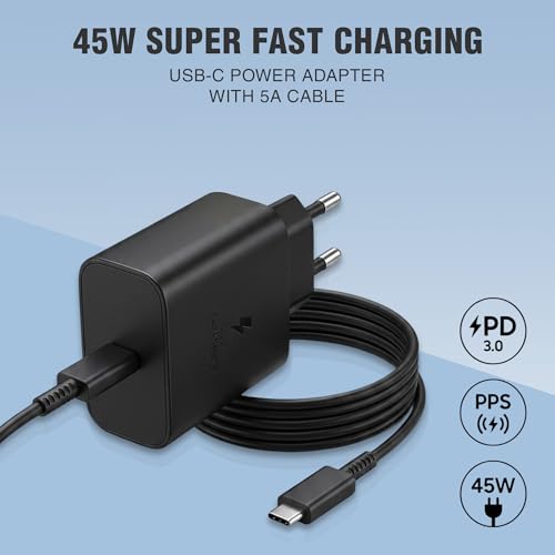 Image of UNIX 45W GaN Type- C Super Fast Charger Compatible with Samsung Galaxy S26 /S25 /S24 /S23 /S22 /S21 /S20(Ultra /Plus /Fe),A56 /A55 /A35 /M56 /M35 /M16 (S,M,F,Z,A)...All Series & Other Devices (UX-105)