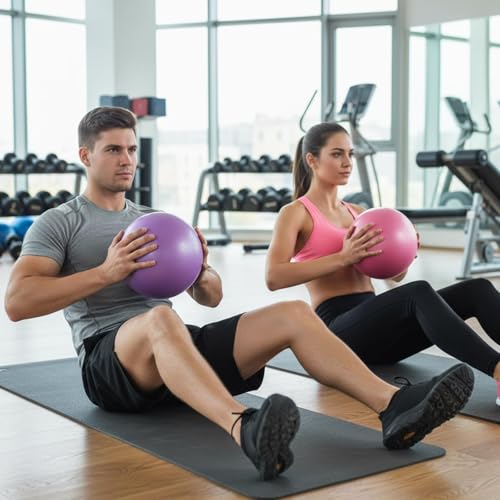Image of 4 Pcs Small Exercise Pilates Ball Bulk 9 Inch Mini Yoga Balls Anti Burst and Slip for Stability, Fitness, Physical Therapy, Stretching & Core Workout at Home Gym Office Class