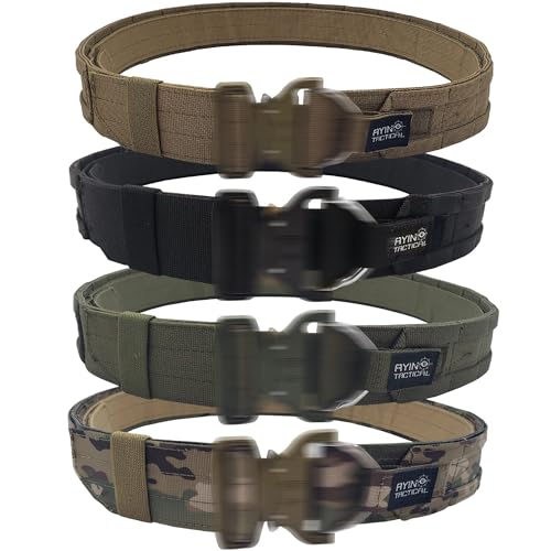 AYIN TACTICAL Belt Quick Release Rigger MOLLE Belt 1.5 inch Inner & 2 inch Outer Range Tactical Heavy Duty (Multicam, MD-LG) - AYIN