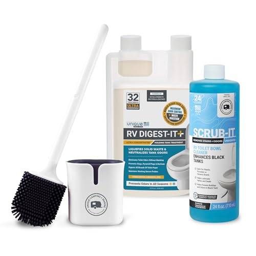 Unique RV Digest-It Ultra, Scrub-It, and Compact Toilet Bowl Brush - RV Toilet Treatment, Cleaner, and Brush Value Bundle